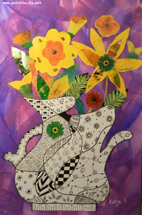 Art Studio PALETTE. Katya Pelekh Picture.  Mixed Media Still Life Still Life Imaginary Vase