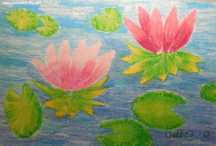Art Studio PALETTE. Chelsea Hwang Picture.  Oil Pastel Inspired by Monet 