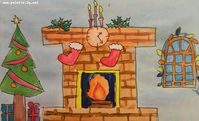 Art Studio PALETTE. Chelsea Hwang Picture. Greeting Card Marker, Tempera Holidays Christmas 