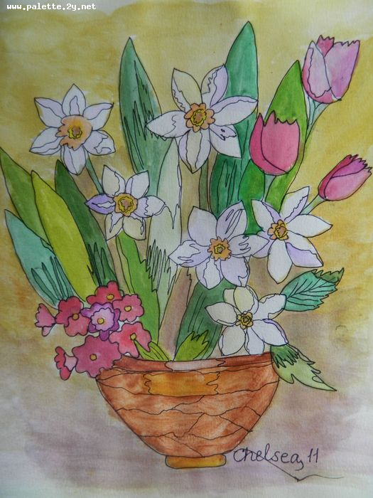 Art Studio PALETTE. Chelsea Hwang Picture.  Watercolour, Ink Still Life Still Life 