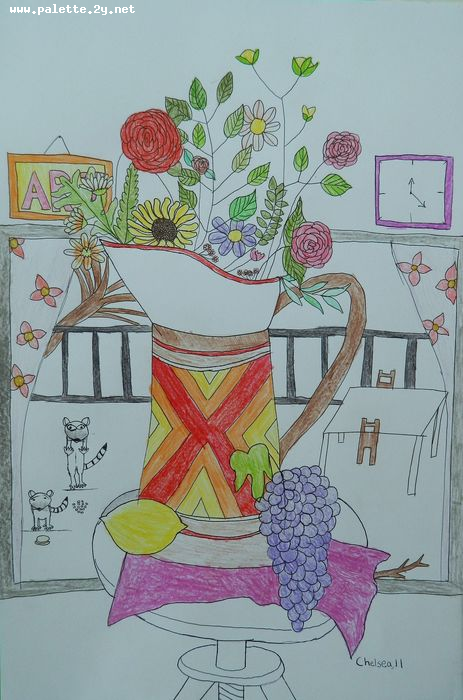 Art Studio PALETTE. Chelsea Hwang Picture.  Coloured Pencil Still Life Still Life 