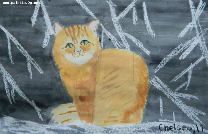 Art Studio PALETTE. Chelsea Hwang Picture.  Mixed Media Animals Cats 