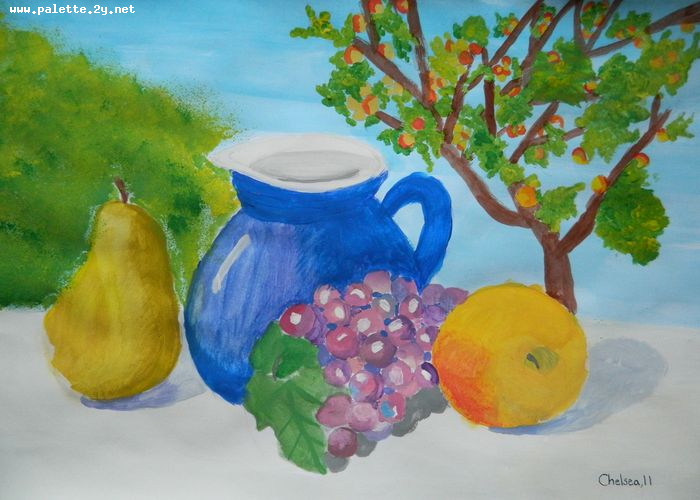 Art Studio PALETTE. Chelsea Hwang Picture.  Tempera Still Life Still Life 