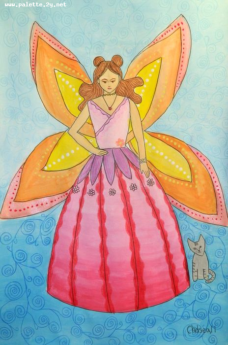 Art Studio PALETTE. Chelsea Hwang Picture.  Marker, Tempera Animals Butterfly 