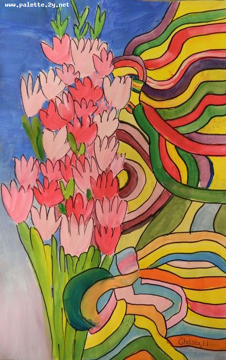 Art Studio PALETTE. Chelsea Hwang Picture.  Tempera Plants Flowers 