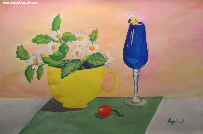 Art Studio PALETTE. Angelina Zhang Picture.  Tempera Still Life Still Life 