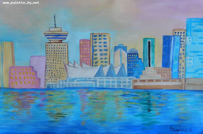Art Studio PALETTE. Angelina Zhang Picture.  Tempera Landscape Vancouver BC Vancouver