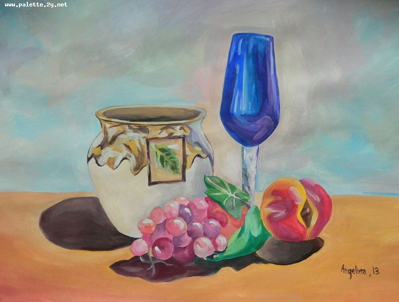 Art Studio PALETTE. Angelina Zhang Picture.  Tempera Still Life Still Life 