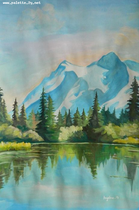 Art Studio PALETTE. Angelina Zhang Picture.  Tempera Landscape Nature 