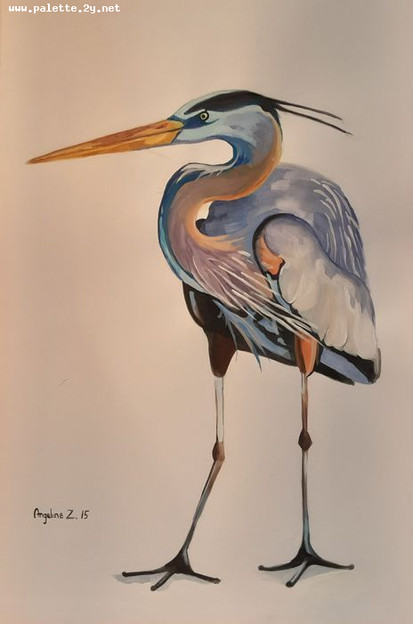 Art Studio PALETTE. Angelina Zhang Picture.  Tempera Animals Birds 