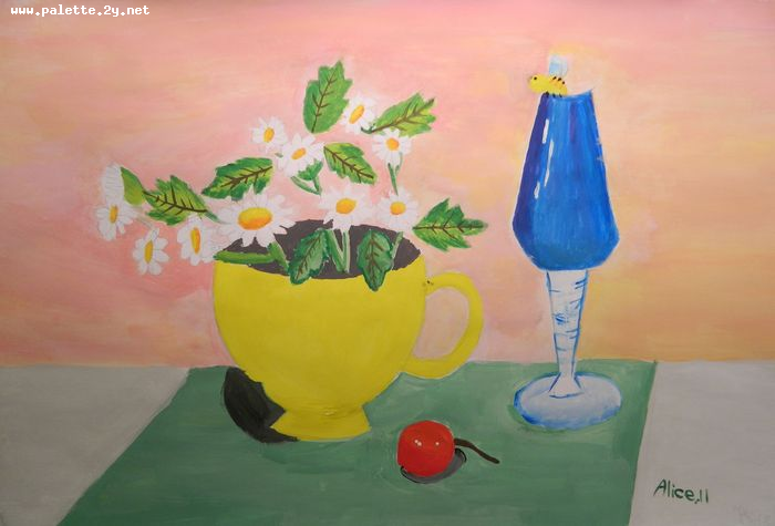 Art Studio PALETTE. Alice Qiu Picture.  Tempera Still Life Still Life 