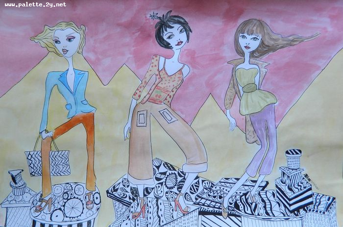 Art Studio PALETTE. Alice Qiu Picture.  Watercolour Design Clothes 