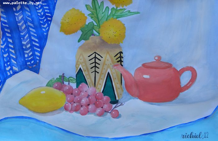 Art Studio PALETTE. Richiel Zhang Picture.  Tempera Still Life Still Life 