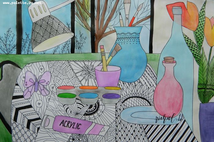 Art Studio PALETTE. Richiel Zhang Picture.  Watercolour, Ink Still Life Still Life 