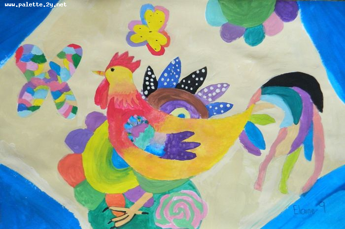 Art Studio PALETTE. Elaine Zhang Picture.  Tempera Animals Birds 