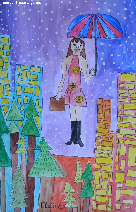 Art Studio PALETTE. Elaine Zhang Picture.  Marker, Tempera Fantasy Fairy Tail 