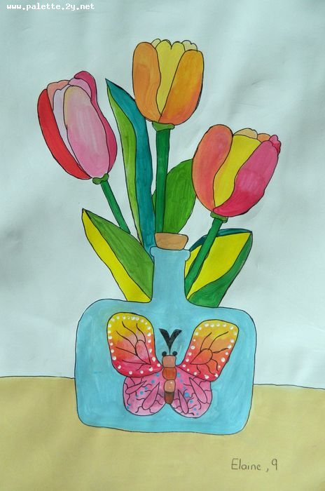 Art Studio PALETTE. Elaine Zhang Picture.  Tempera Still Life Still Life 