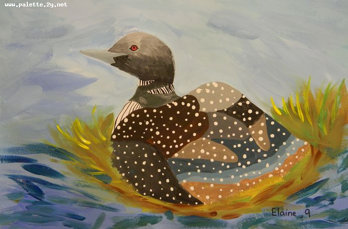 Art Studio PALETTE. Elaine Zhang Picture.  Tempera Animals Birds 