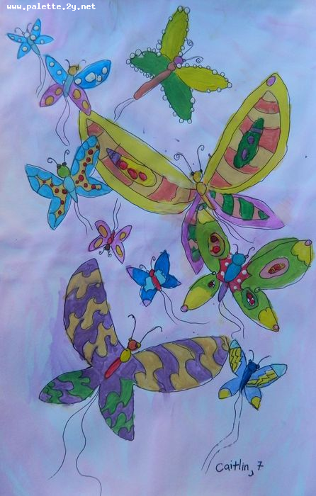 Art Studio PALETTE. Caitlin Wang Picture.  Marker, Tempera Animals Butterfly 