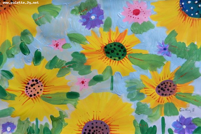 Art Studio PALETTE. Caitlin Wang Picture.  Tempera Plants Flowers 