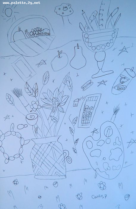 Art Studio PALETTE. Caitlin Wang Picture.  Ink Still Life Palette 