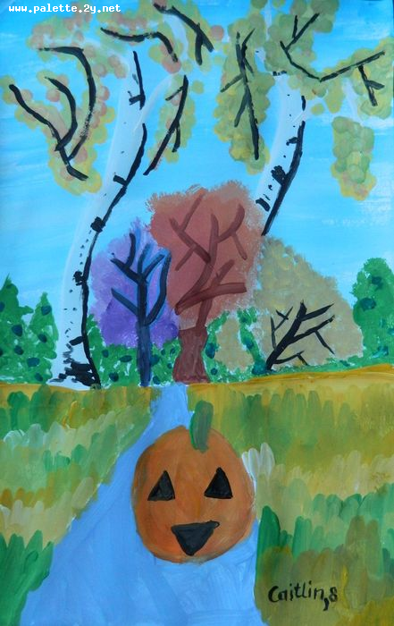 Art Studio PALETTE. Caitlin Wang Picture.  Tempera Holidays Halloween 