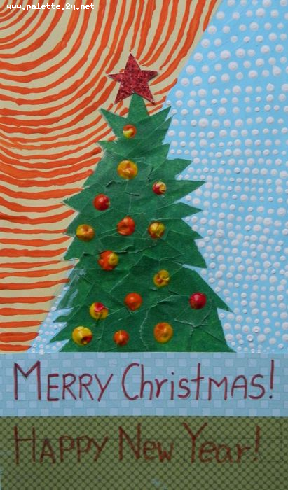 Art Studio PALETTE. Caitlin Wang Picture. Greeting Card Mixed Media Holidays New Year 
