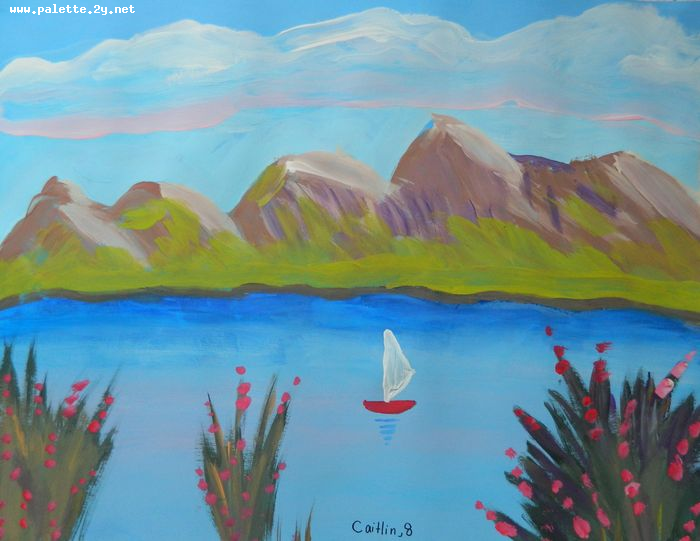 Art Studio PALETTE. Caitlin Wang Picture.  Tempera Landscape Nature 