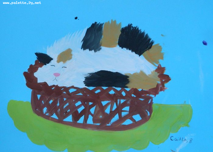 Art Studio PALETTE. Caitlin Wang Picture.  Tempera Animals Cats 