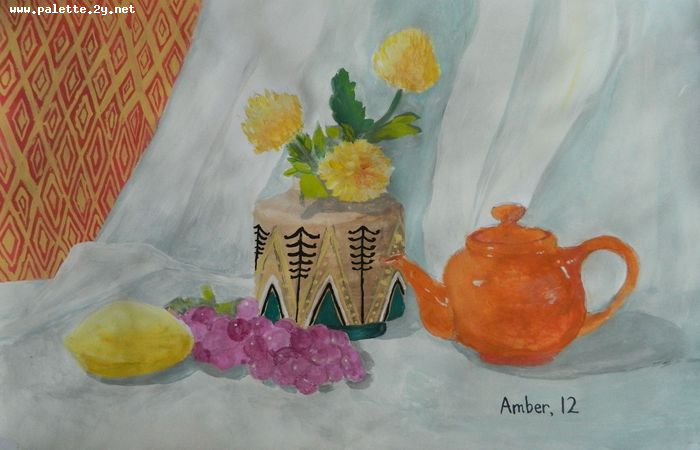 Art Studio PALETTE. Amber Wei Picture.  Tempera Still Life Still Life 