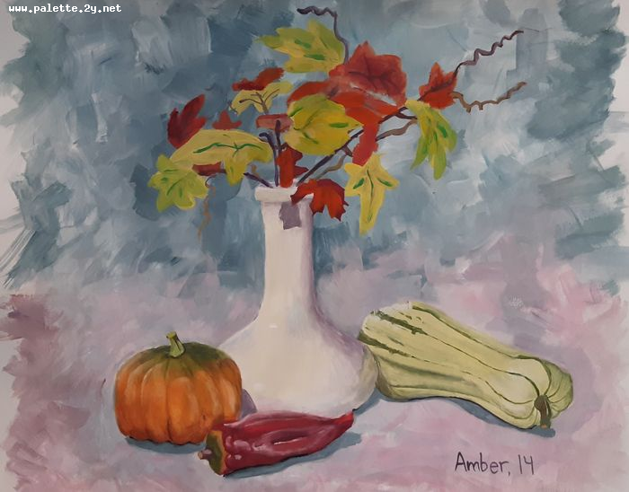 Art Studio PALETTE. Amber Wei Picture.  Tempera Still Life Still Life 