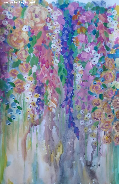 Art Studio PALETTE. Amber Wei Picture.  Mixed Media Plants Flowers 