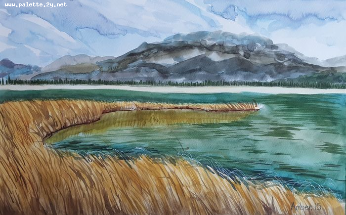 Art Studio PALETTE. Amber Wei Picture.  Watercolour Landscape Seascape 