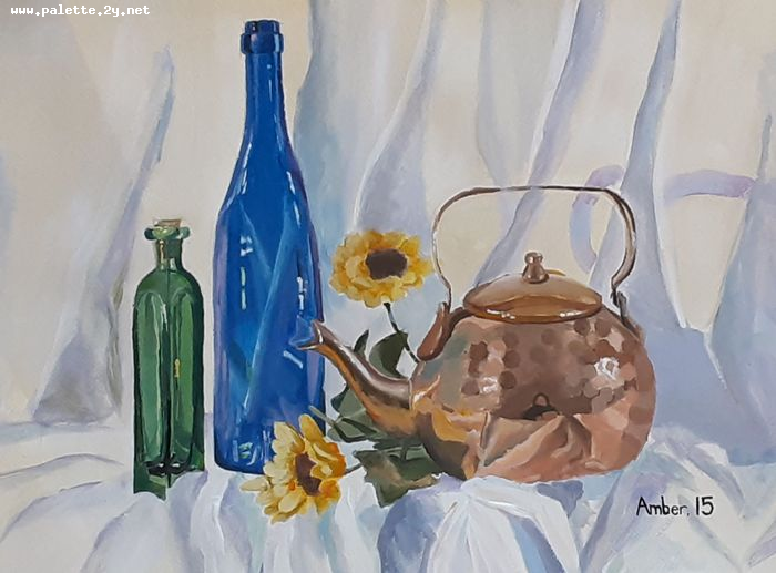 Art Studio PALETTE. Amber Wei Picture.  Tempera Still Life Still Life 