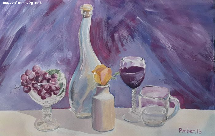 Art Studio PALETTE. Amber Wei Picture.  Tempera Still Life Still Life 