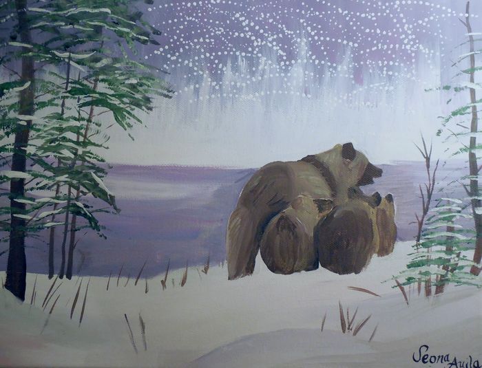 Art Studio PALETTE. Seona Aujla Picture. Canvas Acrylic Animals Mix 