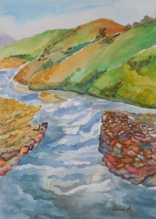 Art Studio PALETTE. Seona Aujla Picture.  Watercolour Landscape Nature 