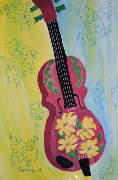 Art Studio PALETTE. Seona Aujla Picture.  Mixed Media Still Life Music 