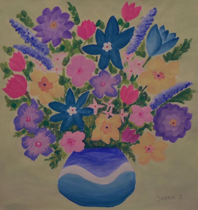 Art Studio PALETTE. Seona Aujla Picture.  Tempera Plants Flowers 