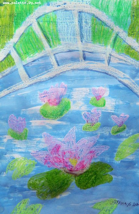 Art Studio PALETTE. Uliyana Kuznetsova Picture.  Oil Pastel Inspired by Monet 