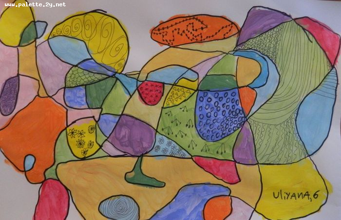 Art Studio PALETTE. Uliyana Kuznetsova Picture.  Marker, Tempera Fantasy Abstract 