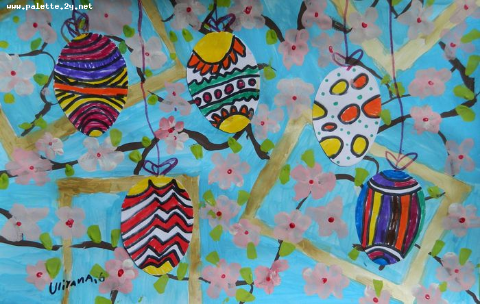 Art Studio PALETTE. Uliyana Kuznetsova Picture.  Mixed Media Holidays Easter Happy Easter