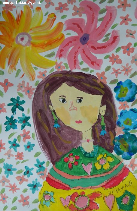 Art Studio PALETTE. Uliyana Kuznetsova Picture.  Marker, Tempera People Portrait 