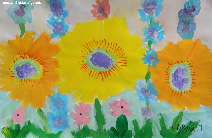 Art Studio PALETTE. Uliyana Kuznetsova Picture.  Tempera Plants Flowers 