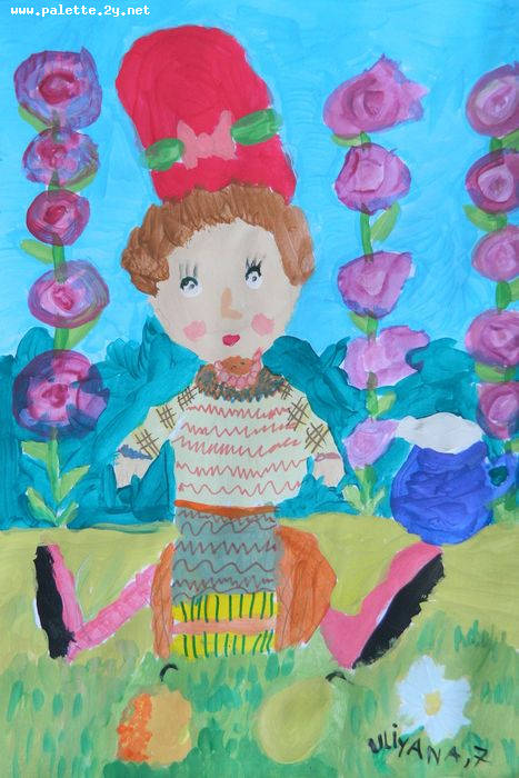 Art Studio PALETTE. Uliyana Kuznetsova Picture.  Tempera People Family 