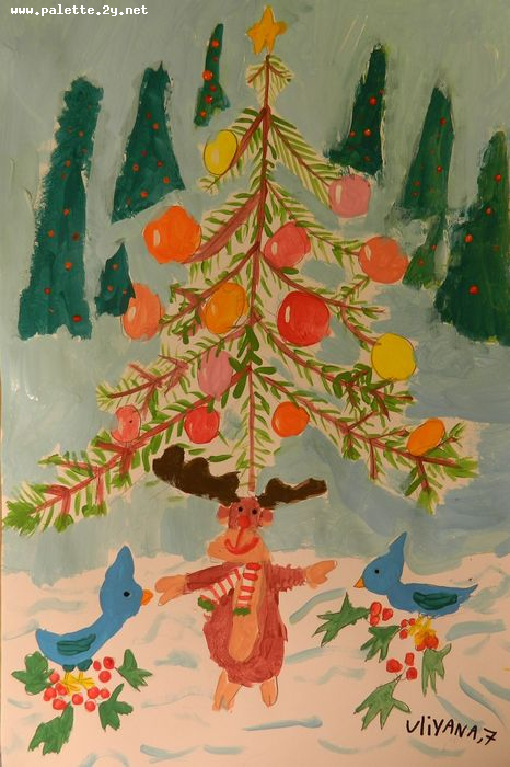 Art Studio PALETTE. Uliyana Kuznetsova Picture.  Tempera Holidays New Year 