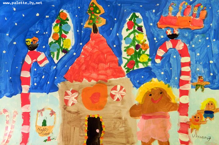 Art Studio PALETTE. Uliyana Kuznetsova Picture.  Tempera Holidays Christmas 