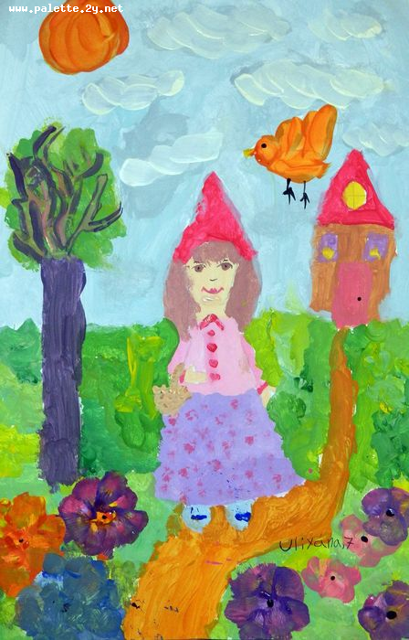 Art Studio PALETTE. Uliyana Kuznetsova Picture.  Tempera Fantasy Fairy Tail 