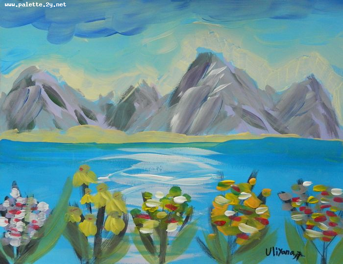 Art Studio PALETTE. Uliyana Kuznetsova Picture.  Tempera Landscape Nature 