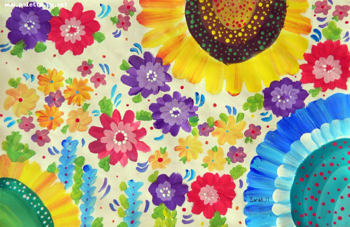 Art Studio PALETTE. Sarah Stroman-Bayat Picture.  Tempera Plants Flowers 